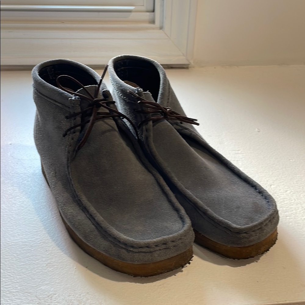 Clark’s Blue Suede Wallabee Boots